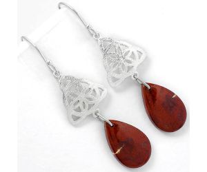 Natural Red Moss Agate Earrings SDE61145 E-1108, 12x19 mm