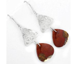 Natural Red Moss Agate Earrings SDE61153 E-1108, 17x18 mm
