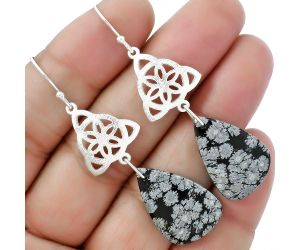 Natural Snow Flake Obsidian Earrings SDE61166 E-1108, 15x23 mm