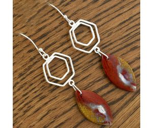 Natural Red Moss Agate Earrings SDE61172 E-1148, 13x25 mm