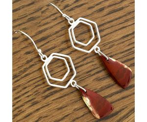 Natural Red Moss Agate Earrings SDE61175 E-1148, 9x20 mm