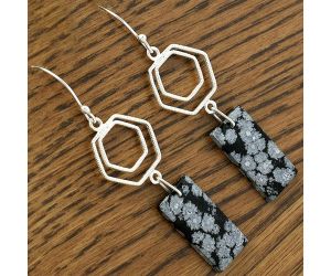 Natural Snow Flake Obsidian Earrings SDE61176 E-1148, 10x22 mm