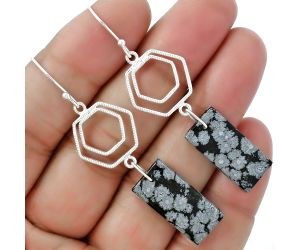 Natural Snow Flake Obsidian Earrings SDE61176 E-1148, 10x22 mm