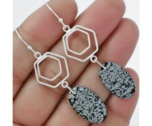 Natural Snow Flake Obsidian Earrings SDE61187 E-1148, 12x21 mm