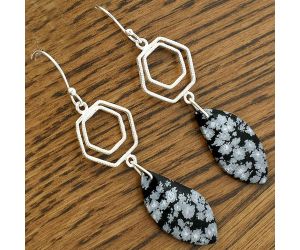 Natural Snow Flake Obsidian Earrings SDE61188 E-1148, 13x26 mm