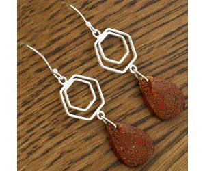 Natural Red Moss Agate Earrings SDE61191 E-1148, 13x20 mm