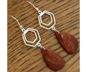 Natural Red Moss Agate Earrings SDE61213 E-1148, 14x26 mm