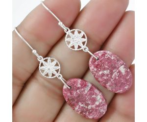 Natural Pink Thulite - Norway Earrings SDE61216 E-1235, 14x21 mm