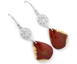 Natural Red Moss Agate Earrings SDE61219 E-1235, 16x20 mm