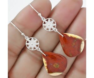 Natural Red Moss Agate Earrings SDE61219 E-1235, 16x20 mm