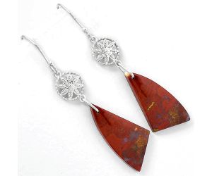 Natural Red Moss Agate Earrings SDE61224 E-1235, 13x28 mm