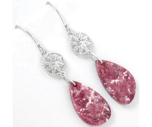 Natural Pink Thulite - Norway Earrings SDE61225 E-1235, 13x22 mm