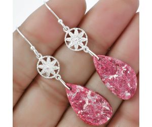 Natural Pink Thulite - Norway Earrings SDE61225 E-1235, 13x22 mm