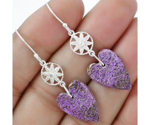 Valentine Gift Heart Natural Purpurite - South Africa Earrings SDE61232 E-1235, 14x19 mm