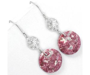 Natural Pink Thulite - Norway Earrings SDE61238 E-1235, 17x17 mm