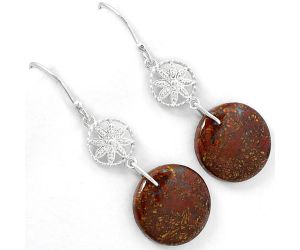 Natural Red Moss Agate Earrings SDE61250 E-1235, 15x15 mm