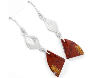 Natural Red Moss Agate Earrings SDE61282 E-1094, 14x22 mm