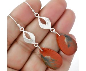 Natural Red Moss Agate Earrings SDE61298 E-1094, 14x24 mm