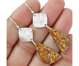 Natural Coquina Fossil Jasper - India Earrings SDE61336 E-1094, 13x27 mm