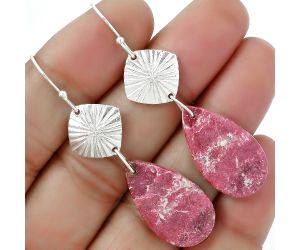 Natural Pink Thulite - Norway Earrings SDE61346 E-1094, 14x25 mm