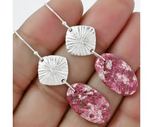 Natural Pink Thulite - Norway Earrings SDE61349 E-1094, 12x20 mm