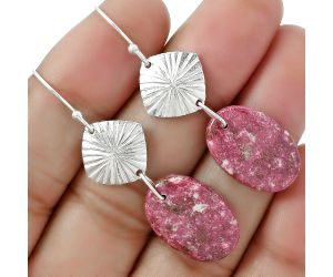 Natural Pink Thulite - Norway Earrings SDE61353 E-1094, 13x20 mm