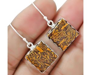 Natural Coquina Fossil Jasper - India Earrings SDE61366 E-1113, 13x13 mm