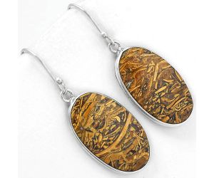 Natural Coquina Fossil Jasper - India Earrings SDE61379 E-1001, 15x25 mm