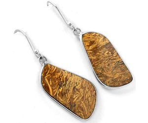 Natural Coquina Fossil Jasper - India Earrings SDE61381 E-1001, 14x27 mm