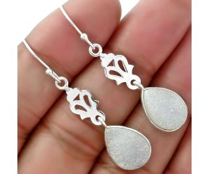 Natural White Snow Agate Druzy Earrings SDE61412 E-1094, 10x14 mm