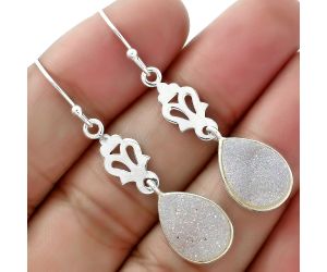 Natural White Snow Agate Druzy Earrings SDE61450 E-1094, 10x14 mm