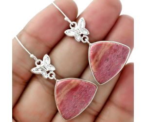 Butterfly - Natural Pink Tulip Quartz Earrings SDE61482 E-1080, 17x21 mm