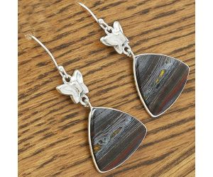 Butterfly - Natural Iron Tiger Eye Earrings SDE61525 E-1080, 20x21 mm