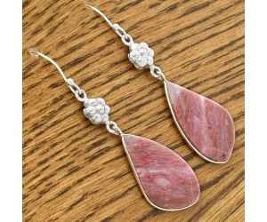 Natural Pink Tulip Quartz Earrings SDE61547 E-1094, 15x26 mm
