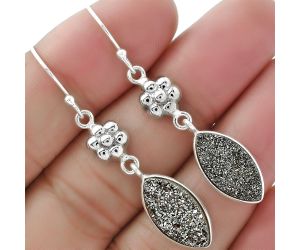 Natural Platinium Druzy Earrings SDE61577 E-1094, 8x16 mm