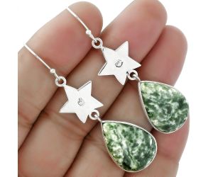 Star - Natural Dioptase Earrings SDE61618 E-1094, 15x21 mm