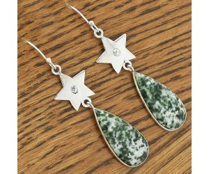 Star - Natural Dioptase Earrings SDE61632 E-1094, 12x26 mm