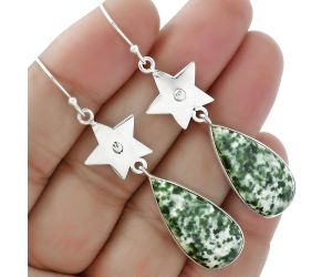 Star - Natural Dioptase Earrings SDE61632 E-1094, 12x26 mm