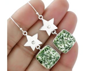 Star - Natural Dioptase Earrings SDE61652 E-1094, 16x16 mm