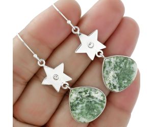 Star - Natural Dioptase Earrings SDE61655 E-1094, 18x18 mm