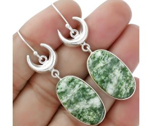 Crescent Moon - Natural Dioptase Earrings SDE61675 E-1207, 14x24 mm