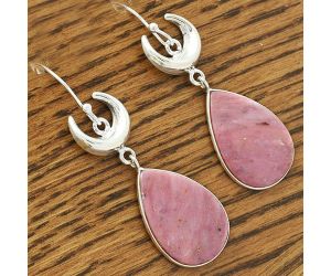 Crescent Moon - Pink Tulip Quartz Earrings SDE61677 E-1207, 15x22 mm