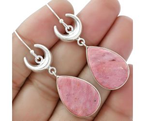 Crescent Moon - Pink Tulip Quartz Earrings SDE61677 E-1207, 15x22 mm