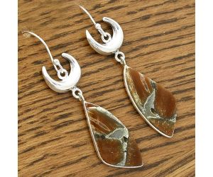 Crescent Moon - Natural Tabu Jasper Earrings SDE61679 E-1207, 13x27 mm