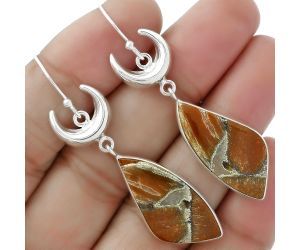 Crescent Moon - Natural Tabu Jasper Earrings SDE61679 E-1207, 13x27 mm