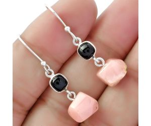 Guava Quartz - Brazil & Black Onyx Earrings SDE61765 E-1011, 9x10 mm