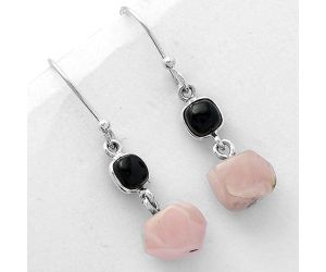 Guava Quartz - Brazil & Black Onyx Earrings SDE61765 E-1011, 9x10 mm