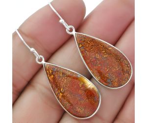 Natural Red Moss Agate Earrings SDE61781 E-1001, 14x27 mm