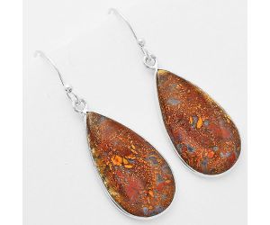 Natural Red Moss Agate Earrings SDE61793 E-1001, 14x26 mm