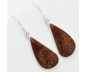 Natural Red Moss Agate Earrings SDE61846 E-1001, 12x23 mm